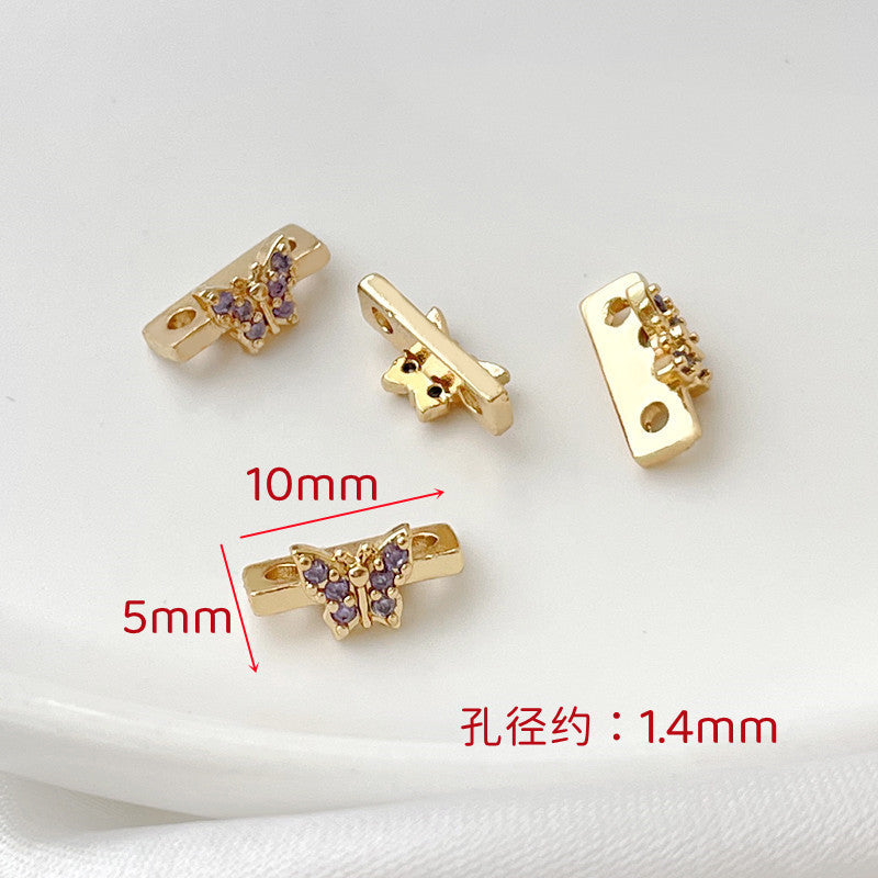 Z08蝶々、リボン、花の銅製穴2つパーツ