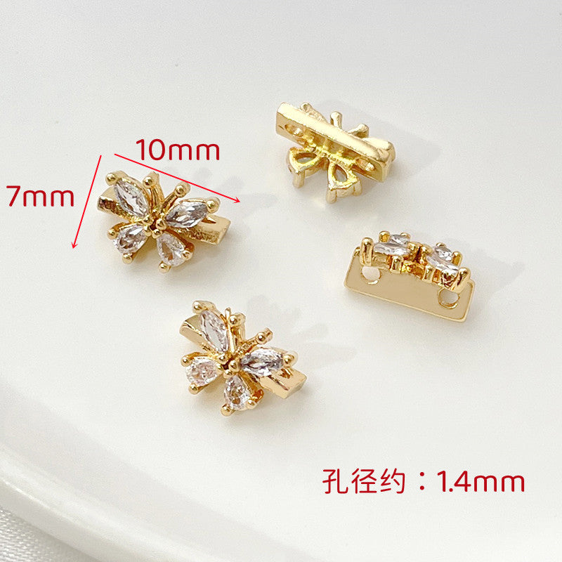Z08蝶々、リボン、花の銅製穴2つパーツ