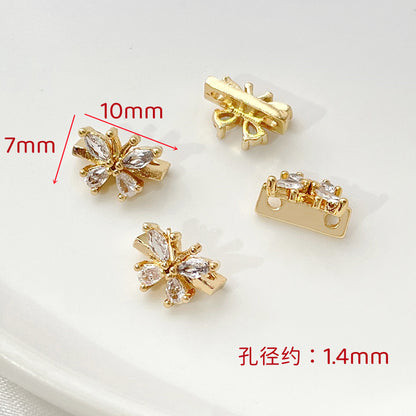 Z08蝶々、リボン、花の銅製穴2つパーツ