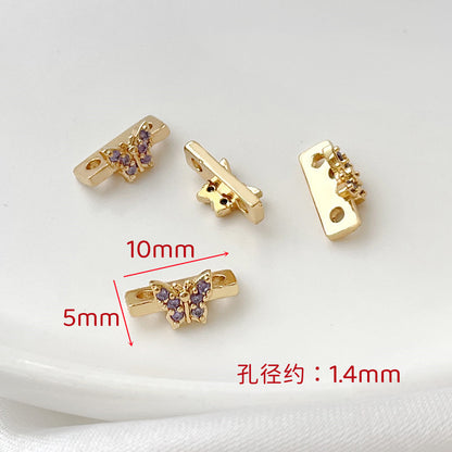 Z08蝶々、リボン、花の銅製穴2つパーツ