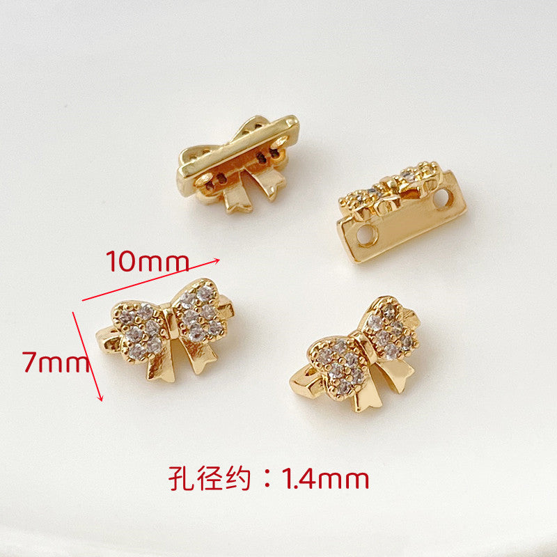 Z08蝶々、リボン、花の銅製穴2つパーツ