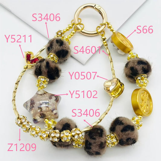 S34豹柄ポンポンビーズ